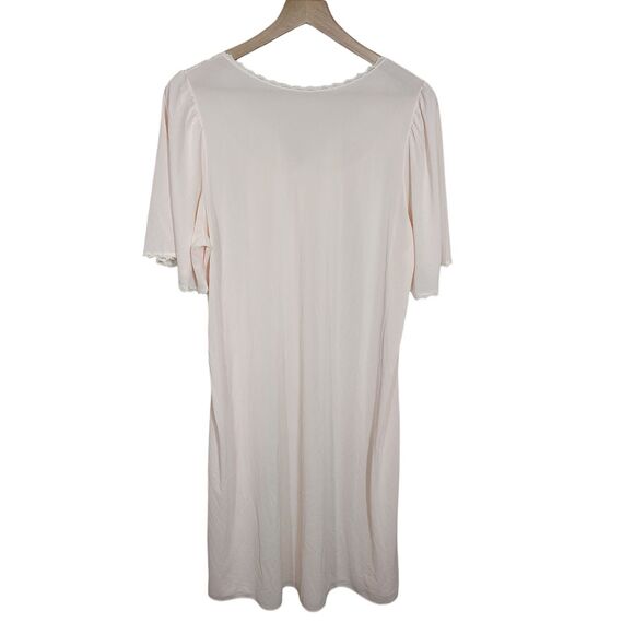 Shadowline Nightgown LARGE Peignoir Pale Pink Knee Length Lace Retro Romantic - Picture 3 of 10